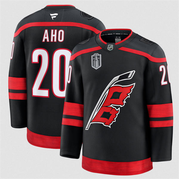 Men's Carolina Hurricanes 20 Sebastian Aho Black 2026 Stanley Cup Final Home Premium Hockey Stitched Jersey Men's Carolina Hurricanes 20 Sebastian Aho Black 2026 Stanley Cup Final Home Premium Hockey Stitched Jersey