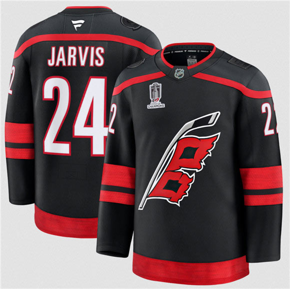 Men's Carolina Hurricanes 24 Seth Jarvis Black 2026 Stanley Cup Champions Home Stitched Jersey Men's Carolina Hurricanes 24 Seth Jarvis Black 2026 Stanley Cup Champions Home Stitched Jersey