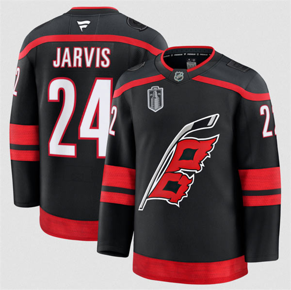 Men's Carolina Hurricanes 24 Seth Jarvis Black 2026 Stanley Cup Final Home Premium Hockey Stitched Jersey Men's Carolina Hurricanes 24 Seth Jarvis Black 2026 Stanley Cup Final Home Premium Hockey Stitched Jersey