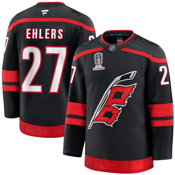 Men's Carolina Hurricanes 27 Nikolaj Ehlers Black 2026 Stanley Cup Champions Home Stitched Hockey Jersey Men's Carolina Hurricanes 27 Nikolaj Ehlers Black 2026 Stanley Cup Champions Home Stitched Hockey Jersey