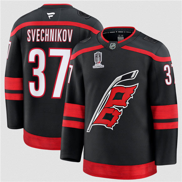 Men's Carolina Hurricanes 37 Andrei Svechnikov Black 2026 Stanley Cup Champions Home Stitched Jersey Men's Carolina Hurricanes 37 Andrei Svechnikov Black 2026 Stanley Cup Champions Home Stitched Jersey