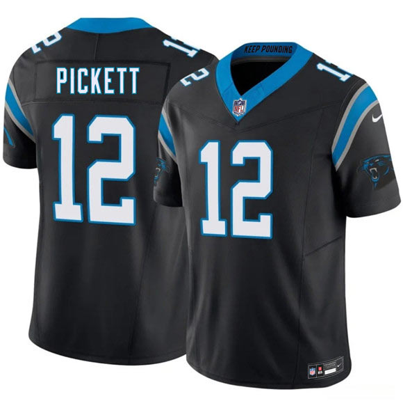 Men's Carolina Panthers 12 Kenny Pickett Black 2026 F.U.S.E. Vapor Limited Football Stitched Jersey