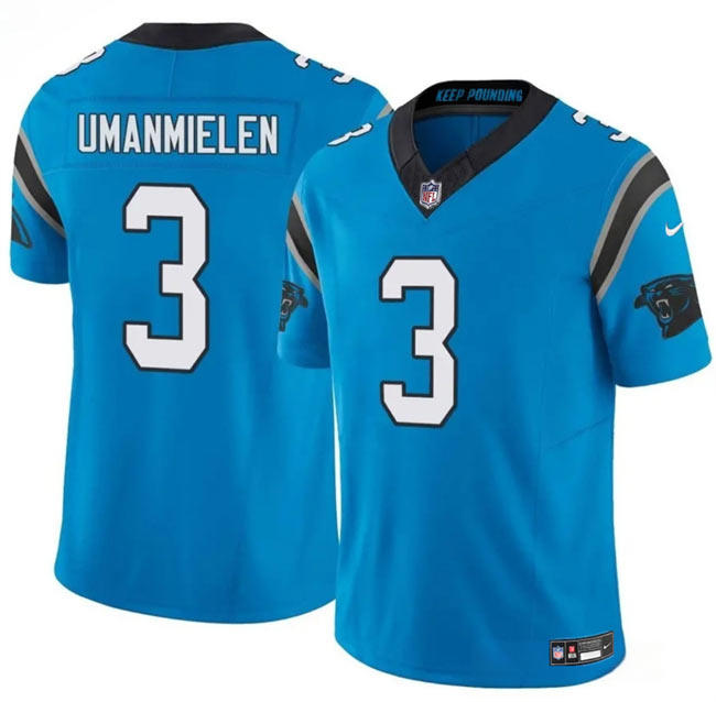 Men's Carolina Panthers 3 Princely Umanmielen Blue 2025 F.U.S.E. Vapor Limited Stitched Football Jersey