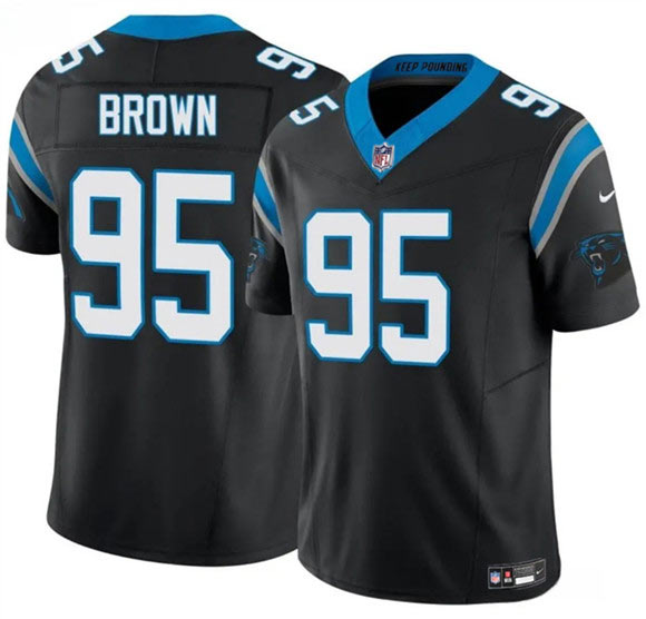 Men's Carolina Panthers 95 Derrick Brown Black 2025 F.U.S.E. Vapor Limited Football Stitched Jersey
