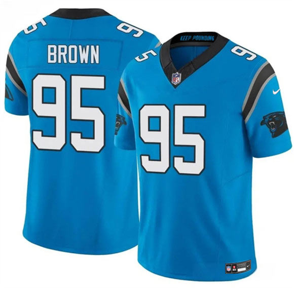 Men's Carolina Panthers 95 Derrick Brown Blue 2025 F.U.S.E. Vapor Limited Football Stitched Jersey