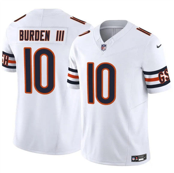 Men's Chicago Bears 10 Luther Burden III White 2025 F.U.S.E. Vapor Untouchable Limited Football Stitched Jersey