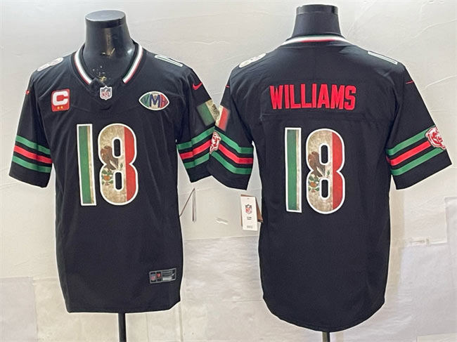 Men's Chicago Bears 18 Caleb Williams Black Mexico F.U.S.E. With 2 star C Patch And VMH Patch Throwback Stitched Football Jersey