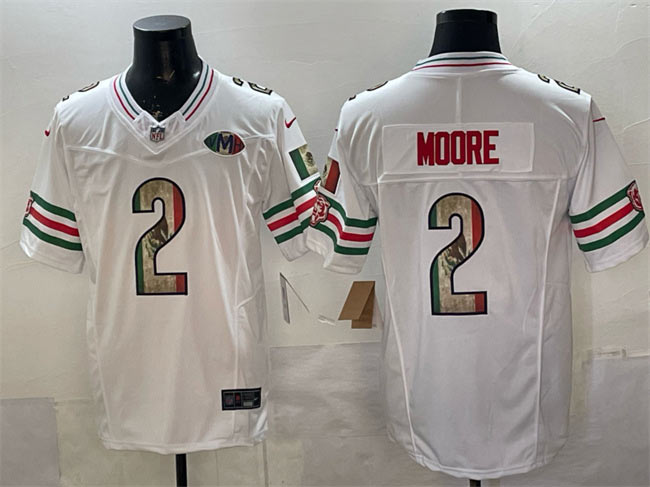 Men's Chicago Bears 2 D.J. Moore White Mexico F.U.S.E. With VMH Patch Stitched Football Jersey