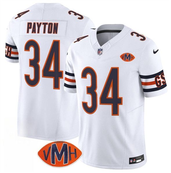 Men's Chicago Bears 34 Walter Payton White 2025 F.U.S.E. With VMH Patch Vapor Untouchable Limited Football Stitched Jersey
