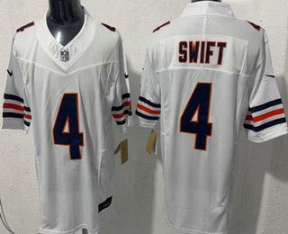 Men's Chicago Bears 4 D'Andre Swift Limited White FUSE Vapor Jersey