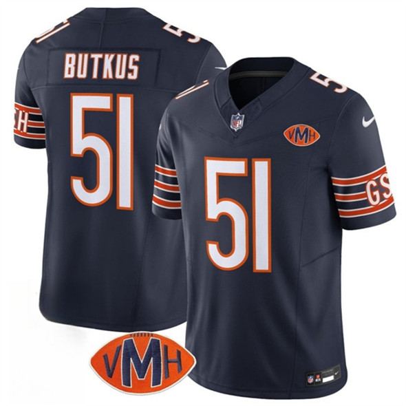 Men's Chicago Bears 51 Dick Butkus Navy 2025 F.U.S.E. With VMH Patch Vapor Untouchable Limited Football Stitched Jersey