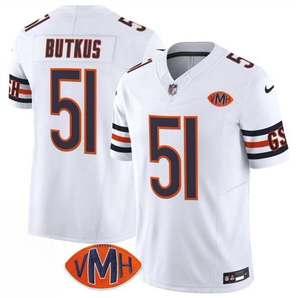 Men's Chicago Bears 51 Dick Butkus White 2025 F.U.S.E. With VMH Patch Vapor Untouchable Limited Football Stitched Jersey