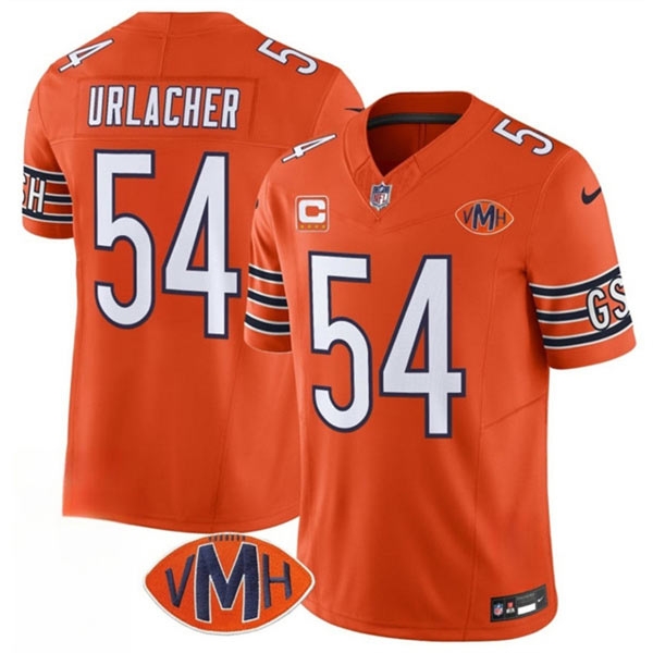 Men's Chicago Bears 54 Brian Urlacher Orange 2025 F.U.S.E. With 4 Star C Patch VMH Patch Vapor Untouchable Limited Football Stitched Jersey