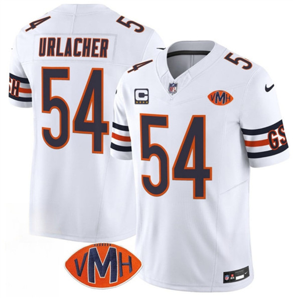Men's Chicago Bears 54 Brian Urlacher White 2025 F.U.S.E. With 4 Star C Patch VMH Patch Vapor Untouchable Limited Football Stitched Jersey