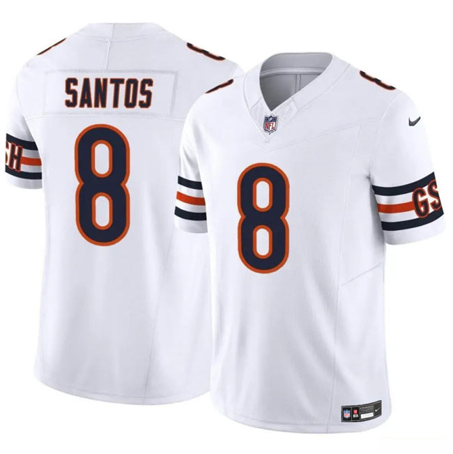 Men's Chicago Bears 8 Cairo Santos White 2025 F.U.S.E. Vapor Untouchable Limited Stitched Football Jersey