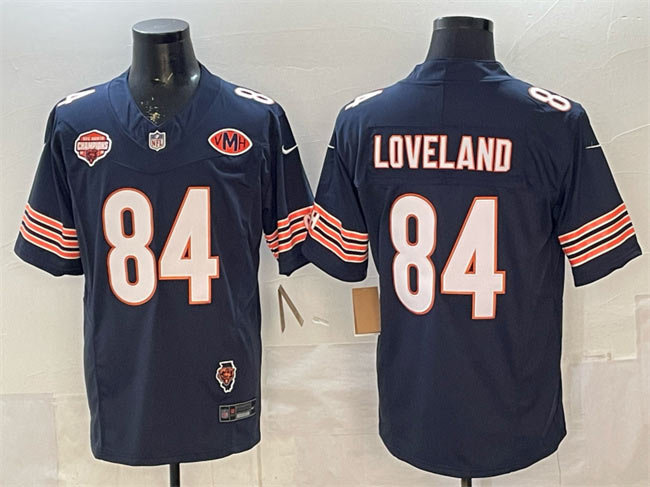 Men's Chicago Bears 84 Colston Loveland Navy F.U.S.E. 2025 NFC North Champions & VMH Patch Vapor Untouchable Limited Stitched Football Jersey