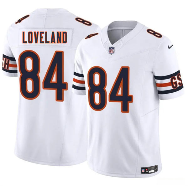 Men's Chicago Bears 84 Colston Loveland White 2025 Draft F.U.S.E