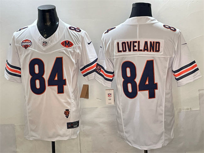 Men's Chicago Bears 84 Colston Loveland White F.U.S.E. 2025 NFC North Champions & VMH Patch Vapor Untouchable Limited Stitched Football Jersey