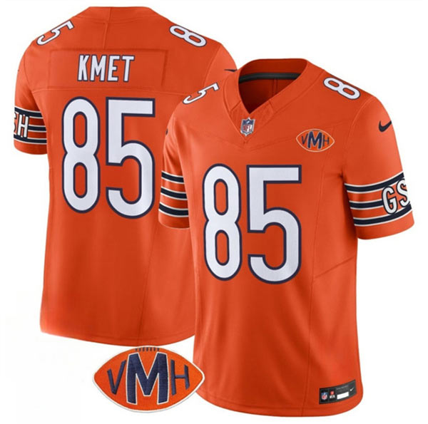 Men's Chicago Bears 85 Cole Kmet Orange 2025 F.U.S.E. With VMH Patch Vapor Untouchable Limited Football Stitched Jersey