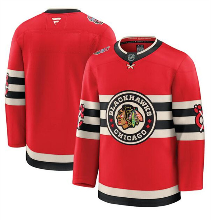 Men's Chicago Blackhawks Blank Red 2024 25 Winter Classic Stitched Hockey Jersey