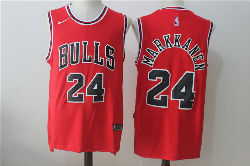 Men's Chicago Bulls #24 Lauri Markkanen Red 2017 2018 Swingman Stitched NBA Jersey