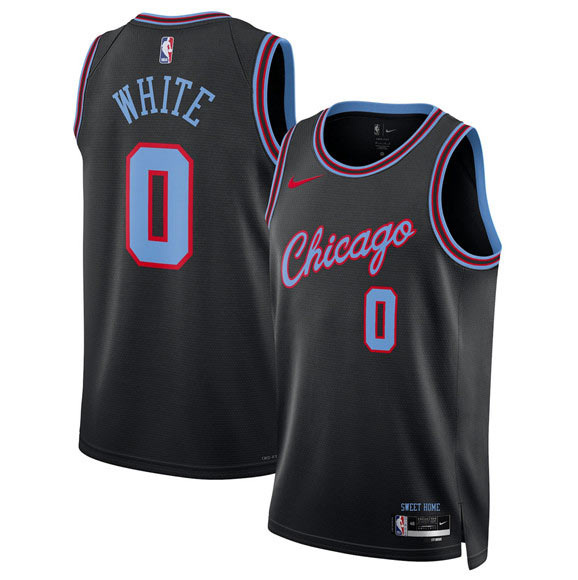 Men's Chicago Bulls 0 Coby White Black 2025 26 City Edition Swingman Stitched Basketball Jersey