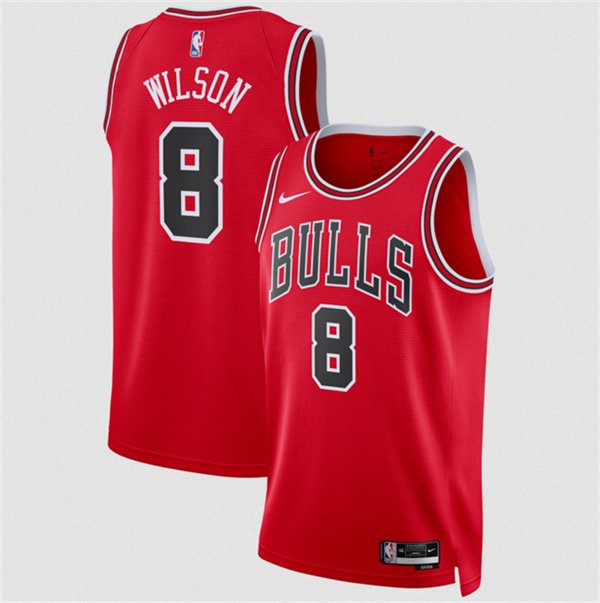 Men's Chicago Bulls 8 Caleb Wilson Red 2026 Draft Icon Edition Stitched Basketball Jersey
