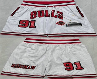 Men's Chicago Bulls 91 Dennis Rodman White 2025 Shorts