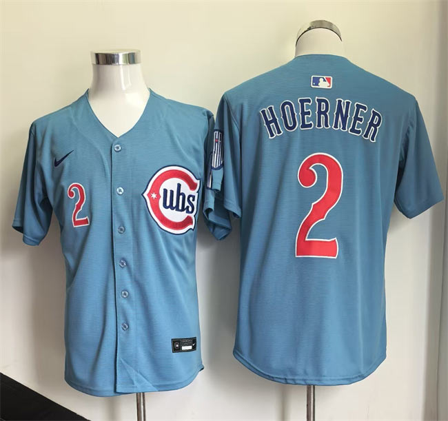 Men's Chicago Cubs 2 Nico Hoerner Blue 2026 2nd Alternate Limited Stitched Baseball Jersey