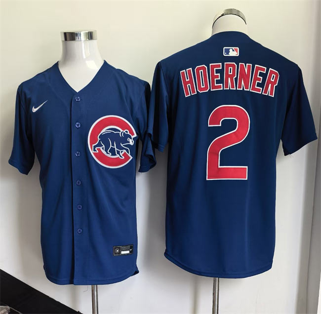 Men's Chicago Cubs 2 Nico Hoerner Blue 2026 Limited Stitched Baseball Jersey
