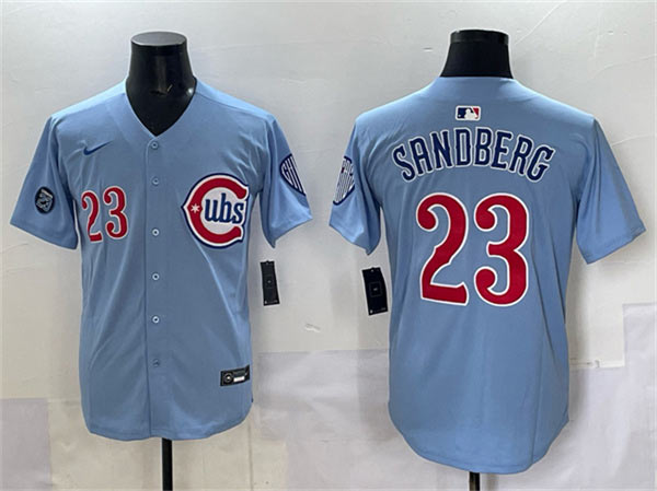 Men's Chicago Cubs 23 Ryne Sandberg Blue 'Ryne Sandberg Tribute' Vapor Limited V2 Stitched Baseball Jersey