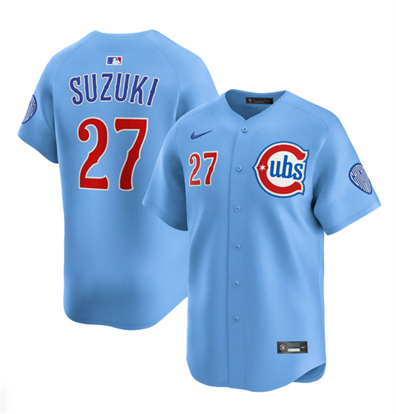 Men's Chicago Cubs 27 Seiya Suzuki Blue 2024 25 2nd Alternate Limited Stitched Baseball Jersey