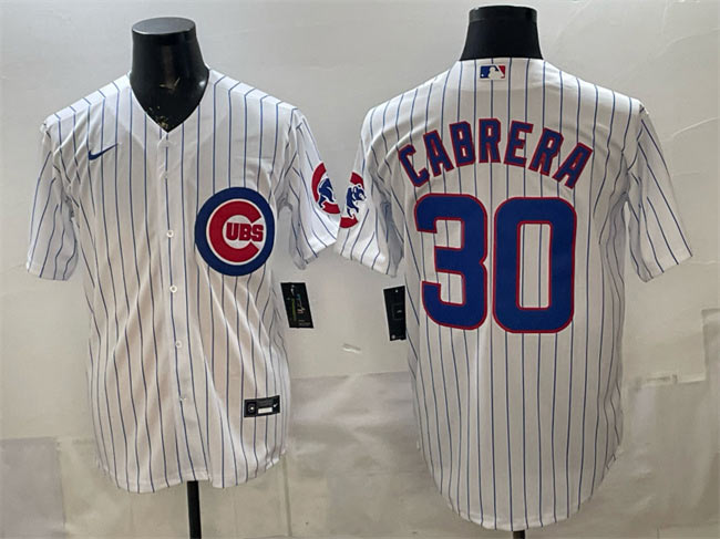 Men's Chicago Cubs 30 Edward Cabrera White 2026 Cool Base Stitched Baseball Jersey