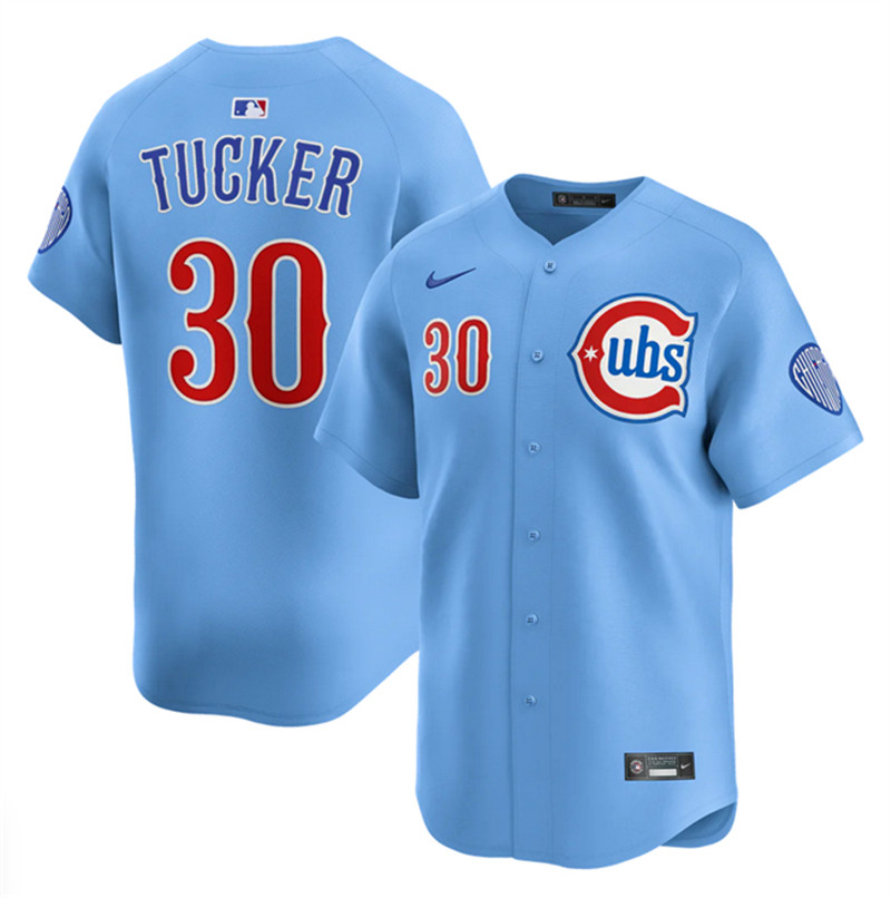 Men's Chicago Cubs 30 Kyle Tucker Blue 2024 25 2nd Alternate Limited Stitched Baseball Jersey