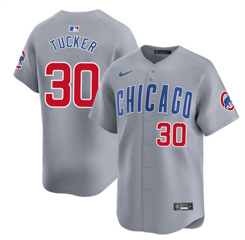 Men's Chicago Cubs 30 Kyle Tucker Grey 2025 Limited Stitched Baseball Jersey