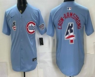 Men's Chicago Cubs 4 Pete Crow Armstrong Blue 2026 USA 250 Fourth of July Stitched Jersey Men's Chicago Cubs 4 Pete Crow Armstrong Blue 2026 USA 250 Fourth of July Stitched Jersey