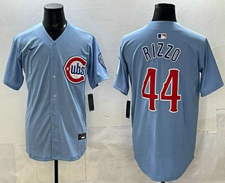 Men's Chicago Cubs 44 Anthony Rizzo Baby Blue Limited Jersey