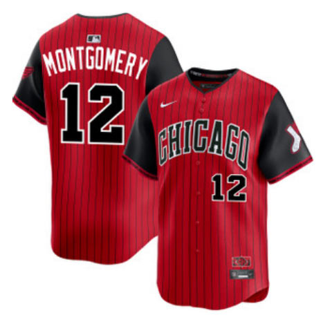 Men's Chicago White Sox 12 Colson Montgomery Red Black 2025 City Connect Limited Stitched Baseball Jersey