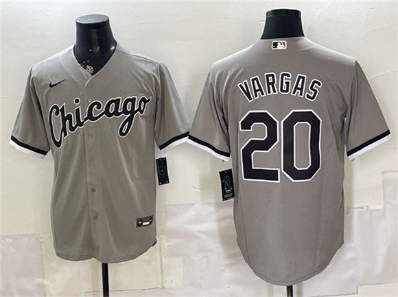 Men's Chicago White Sox 20 Miguel Vargas Gray Stitched Baseball Jersey Men's Chicago White Sox 20 Miguel Vargas Gray Stitched Baseball Jersey