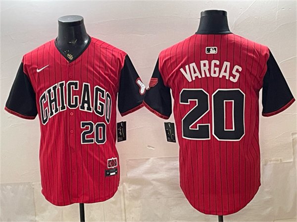Men's Chicago White Sox 20 Miguel Vargas Red Black 2025 City Connect Limited Stitched Baseball Jersey Men's Chicago White Sox 20 Miguel Vargas Red Black 2025 City Connect Limited Stitched Baseball Jersey