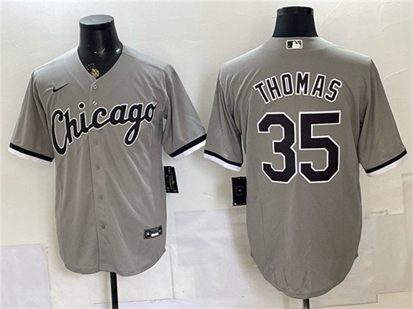 Men's Chicago White Sox 35 Frank Thomas Gray Stitched Baseball Jersey Men's Chicago White Sox 35 Frank Thomas Gray Stitched Baseball Jersey
