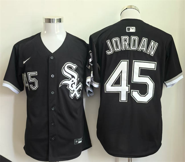 Men's Chicago White Sox 45 Michael Jordan Black Limited Stitched Baseball Jersey