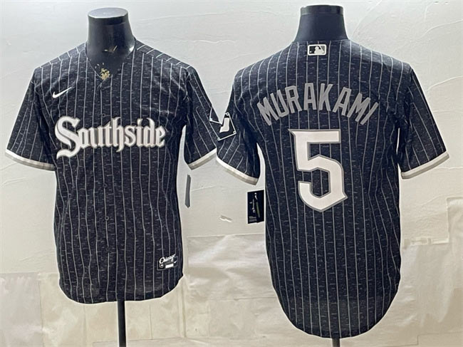 Men's Chicago White Sox 5 Munetaka Murakami Black 2021 City Connect Cool Base Stitched Jersey