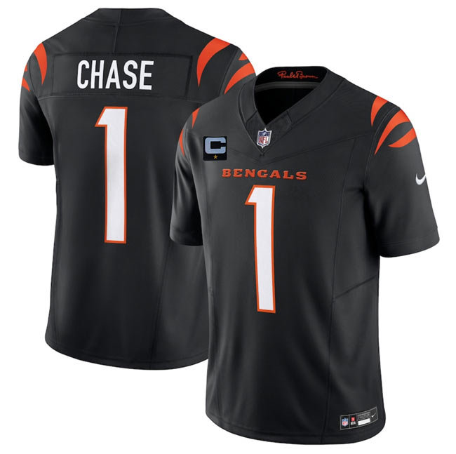 Men's Cincinnati Bengals 1 Ja'Marr Chase Black 2025 F.U.S.E. With 1 Star C Patch Vapor Untouchable Limited Stitched Football Jersey