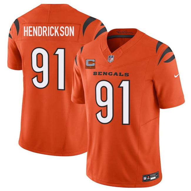 Men's Cincinnati Bengals 91 Trey Hendrickson Orange 2025 F.U.S.E. With 1 Star C Patch Vapor Untouchable Limited Stitched Football Jersey