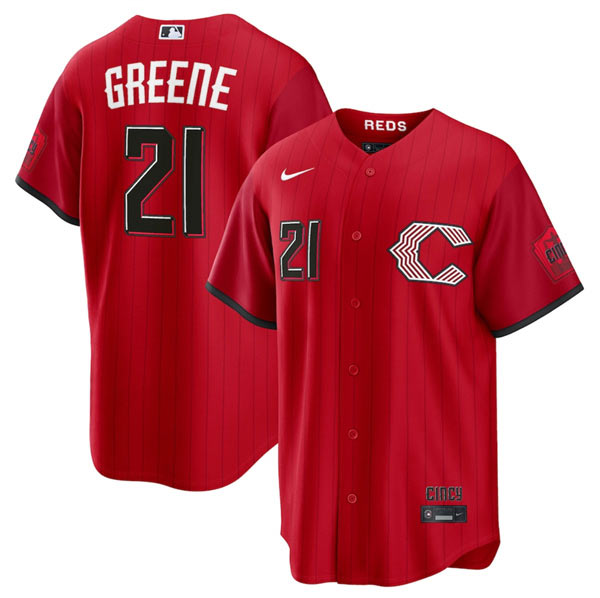 Men's Cincinnati Reds 21 Hunter Greene Red 2026 City Connect Stadium Stitched Baseball Jersey