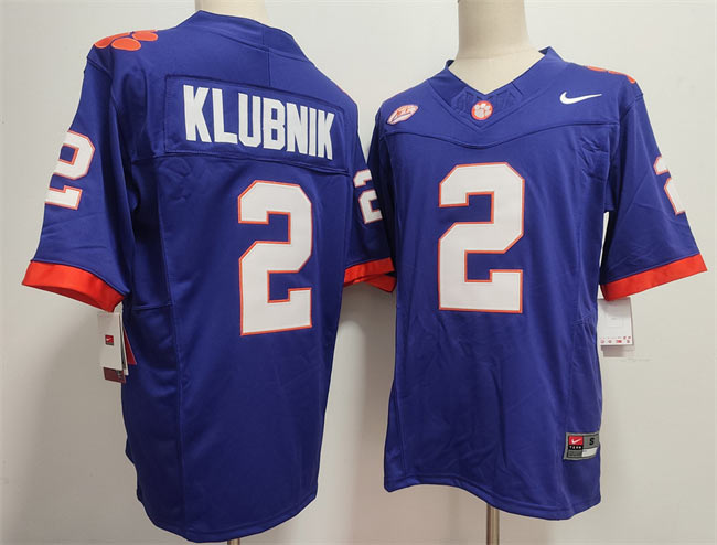 Men's Clemson Tigers 2 Cade Klubnik Purple F.U.S.E. Stitched Football Jersey