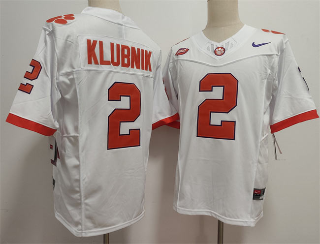 Men's Clemson Tigers 2 Cade Klubnik White F.U.S.E. Stitched Football Jersey