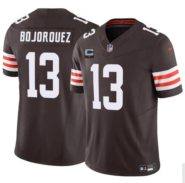 Men's Cleveland Browns 13 Corey Bojorquez Brown 2025 F.U.S.E. With 1 Star C Patch Vapor Limited Stitched Football Jersey