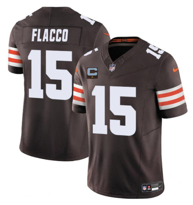 Men's Cleveland Browns 15 Joe Flacco Brown 2025 F.U.S.E. With 1 Star C Patch Vapor Limited Stitched Football Jersey
